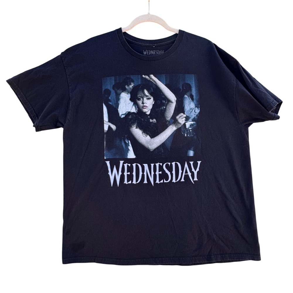 Wednesday Addams Netflix Jenna Ortega Dance Scene Graphic T-Shirt Black Adult XL